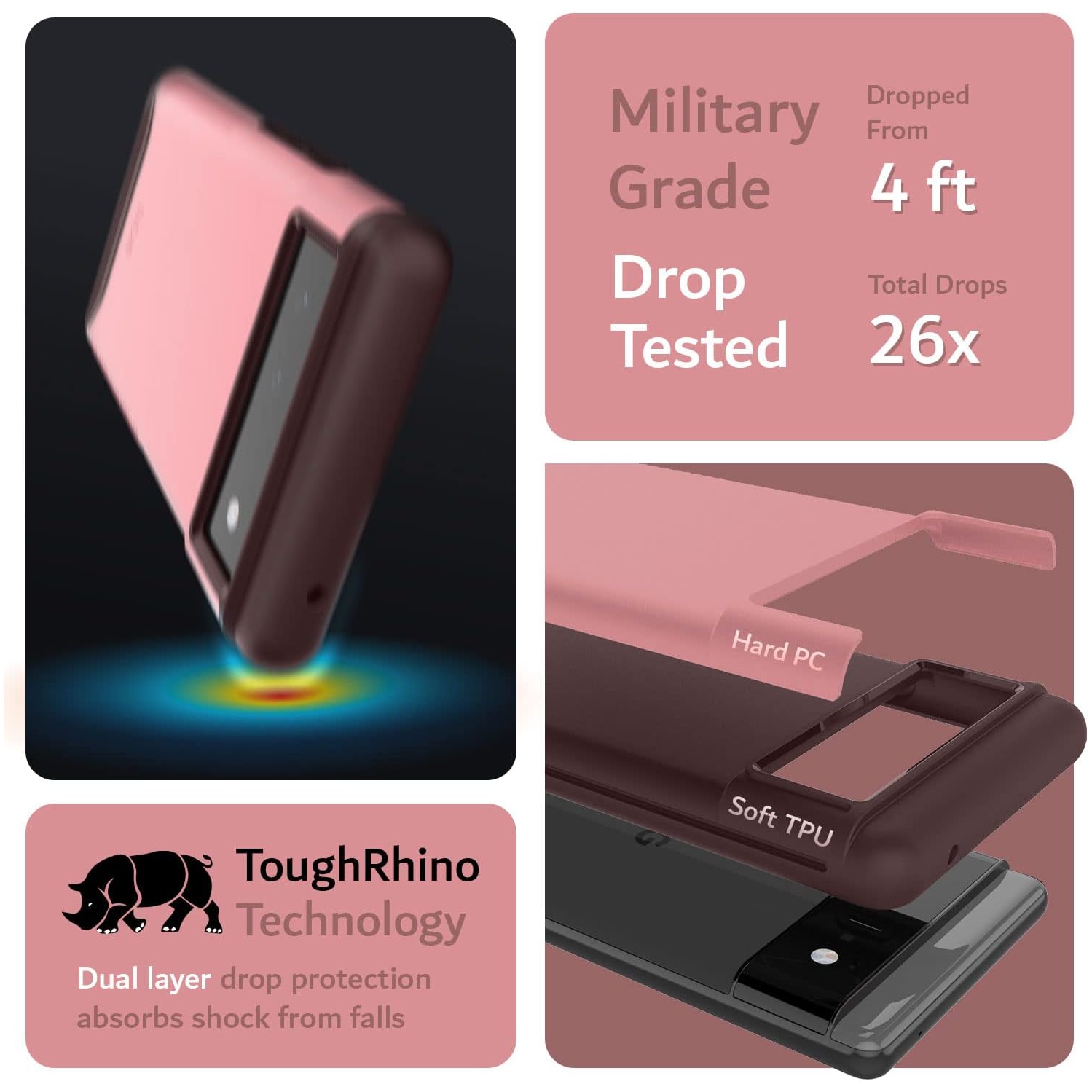 TUDIA Merge Google Pixel 6 Case Dual Layer - Smokey Pink