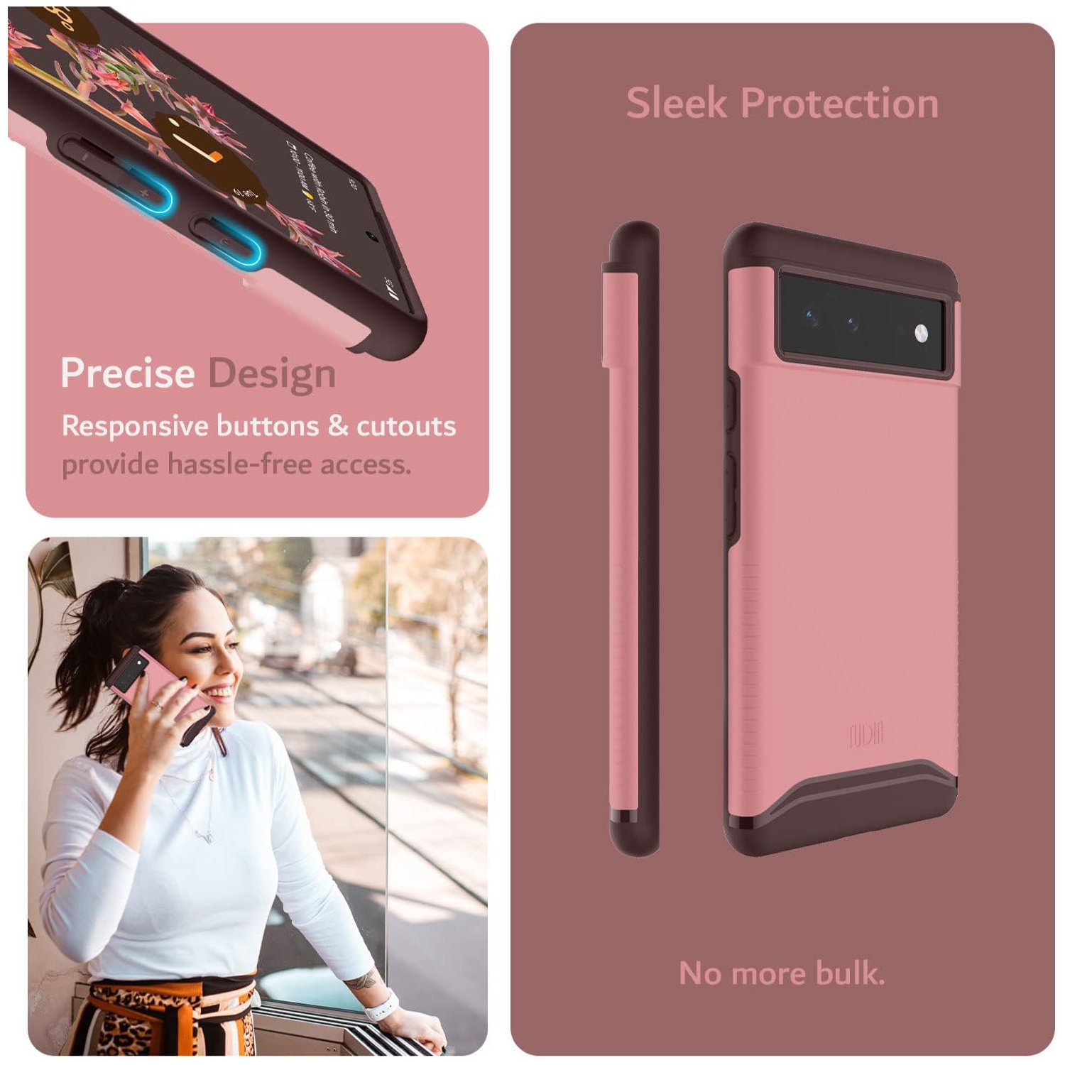 TUDIA Merge Google Pixel 6 Case Dual Layer - Smokey Pink