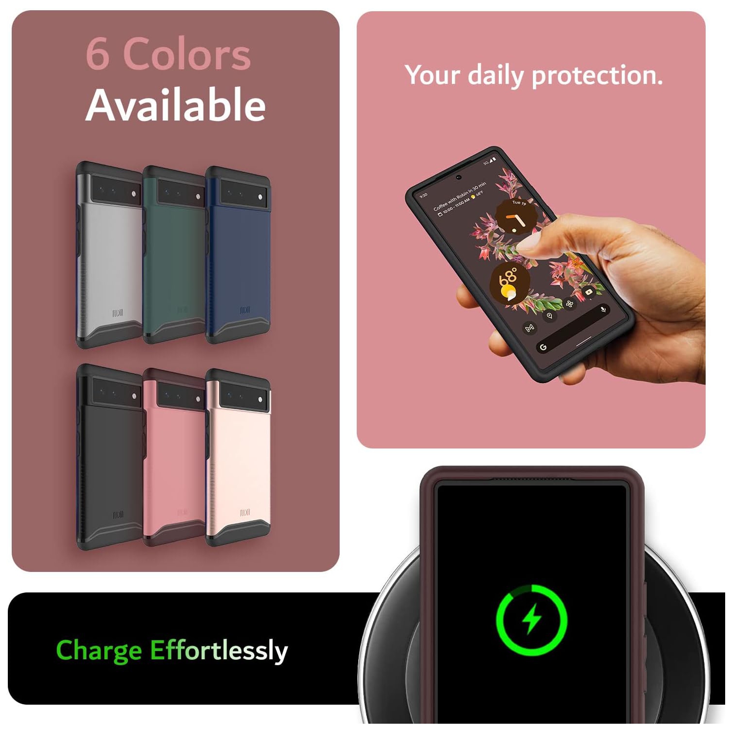 TUDIA Merge Google Pixel 6 Case Dual Layer - Smokey Pink