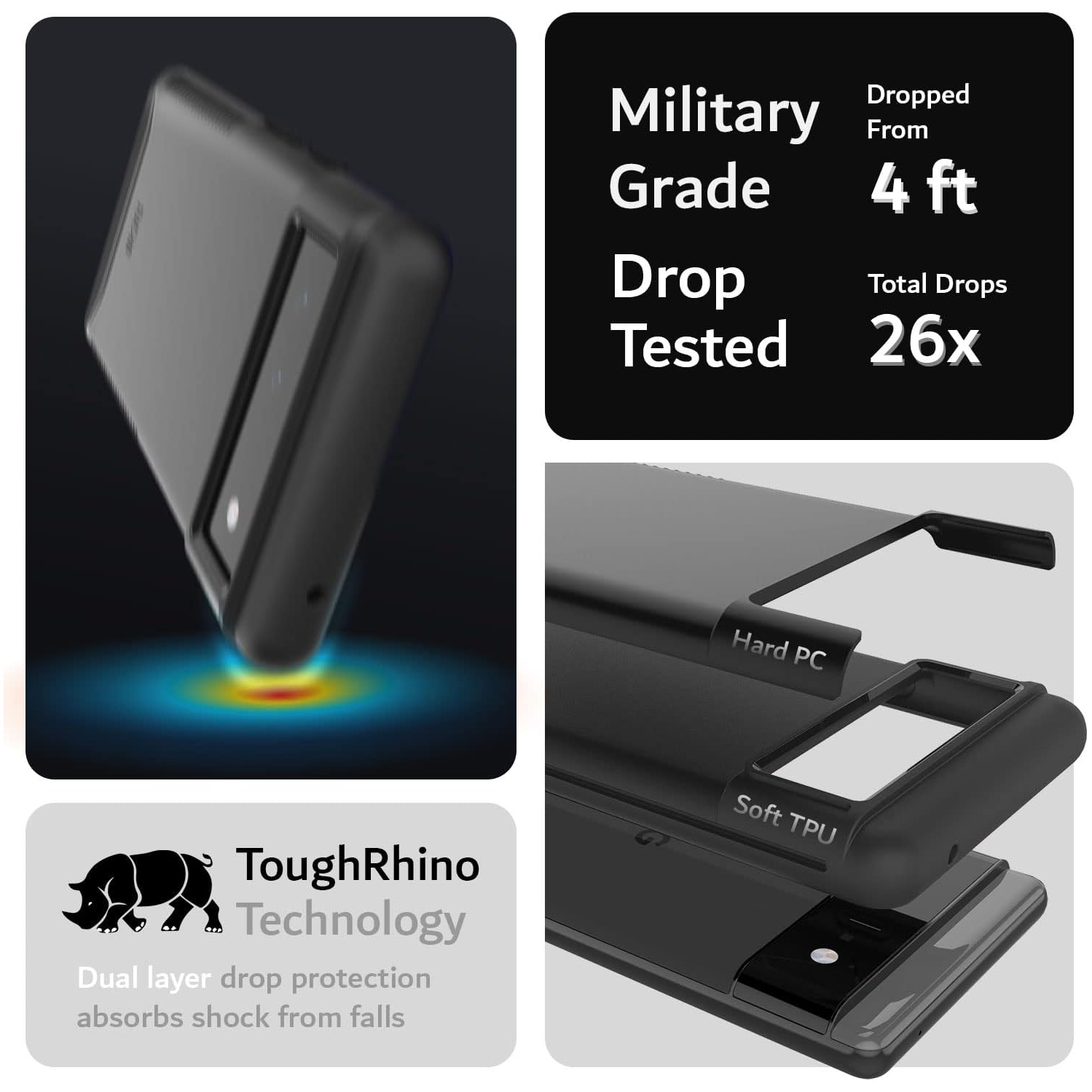 TUDIA Merge Google Pixel 6 Case Dual Layer - Matte Black