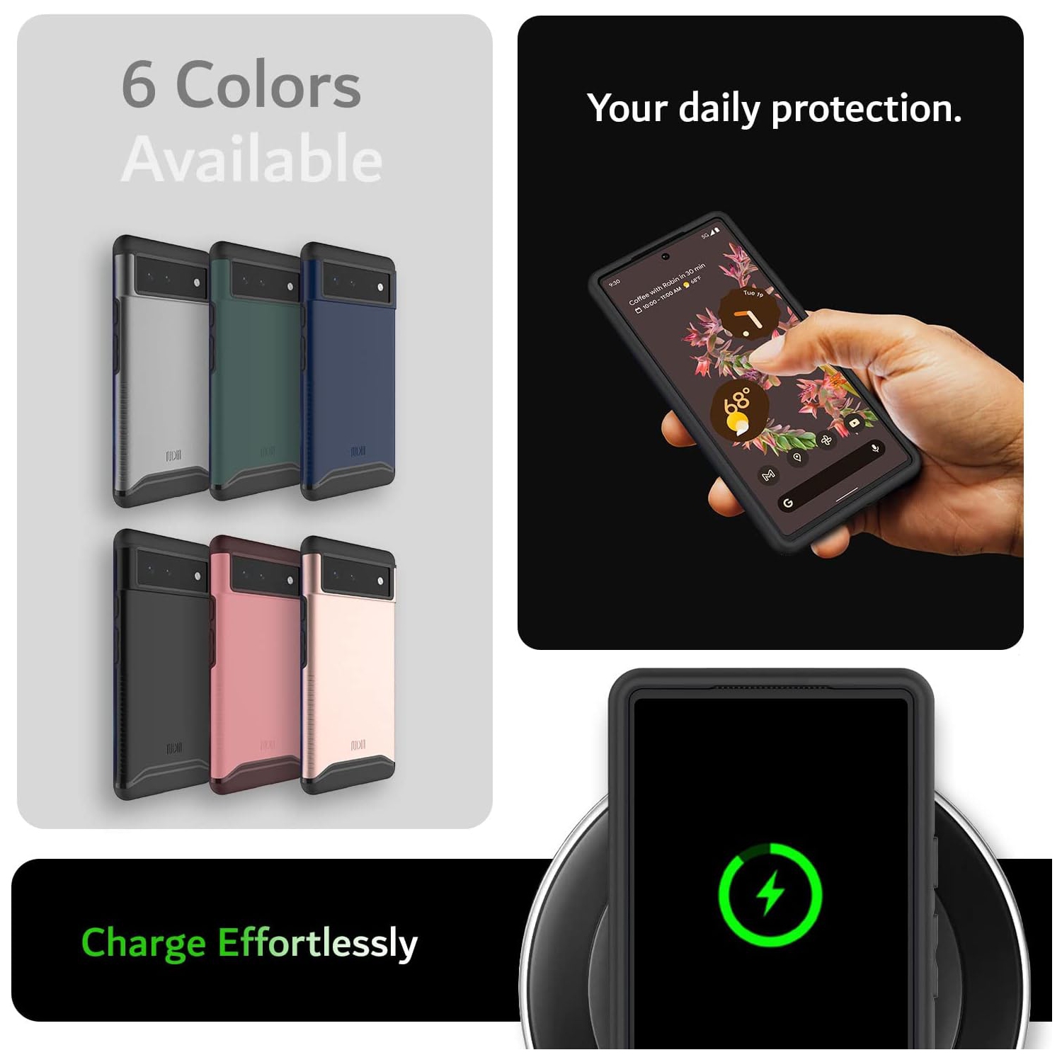 TUDIA Merge Google Pixel 6 Case Dual Layer - Matte Black