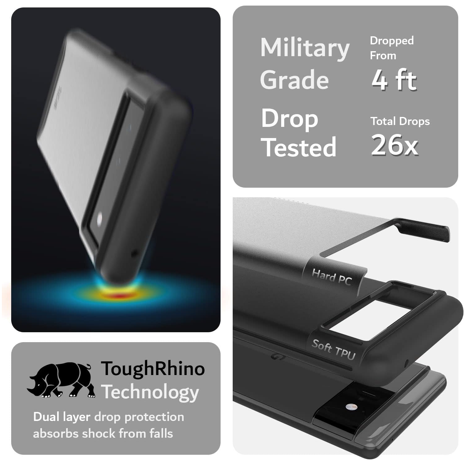 Étui double couche Merge de TUDIA pour Pixel 6 de Google - Ardoise métallique