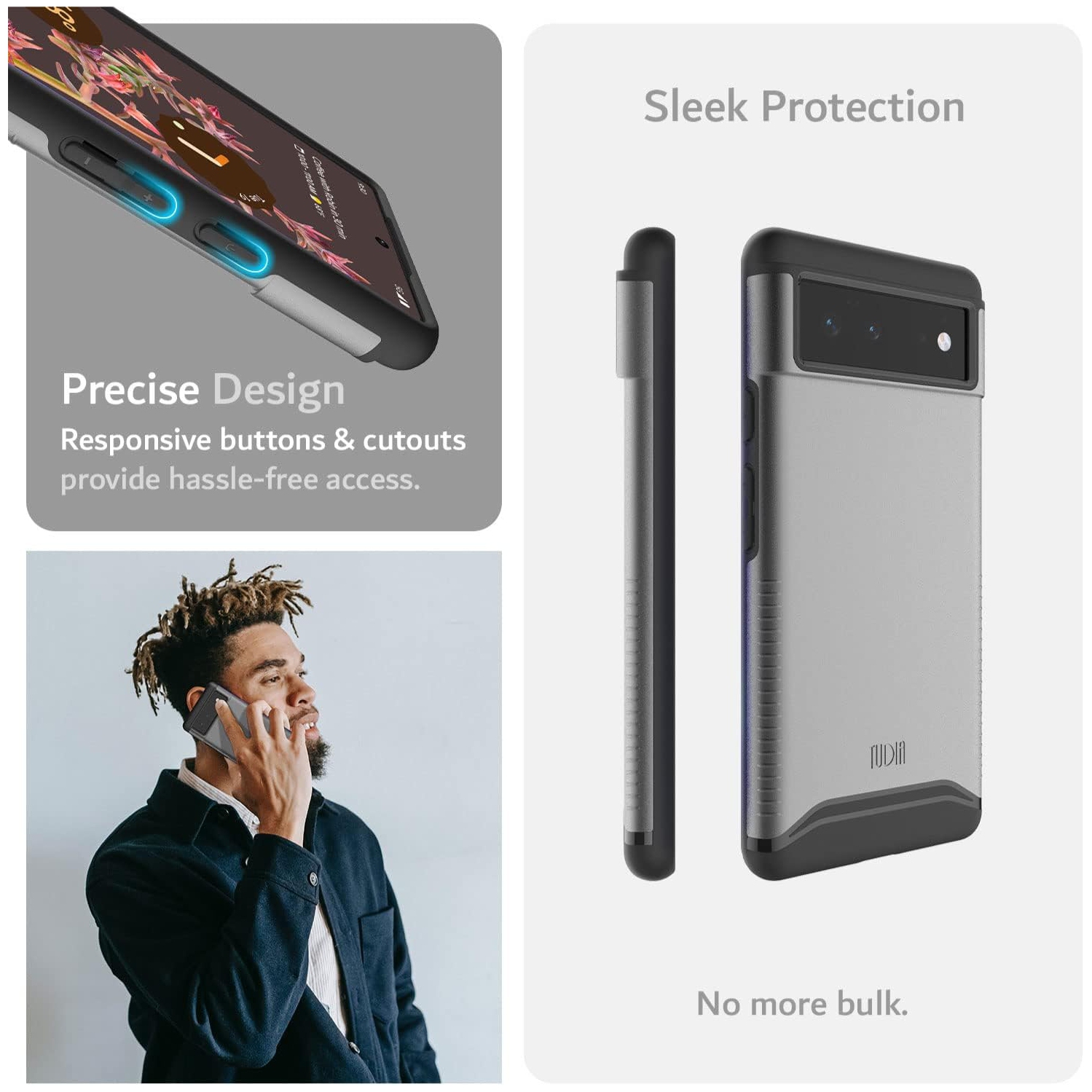 Étui double couche Merge de TUDIA pour Pixel 6 de Google - Ardoise métallique