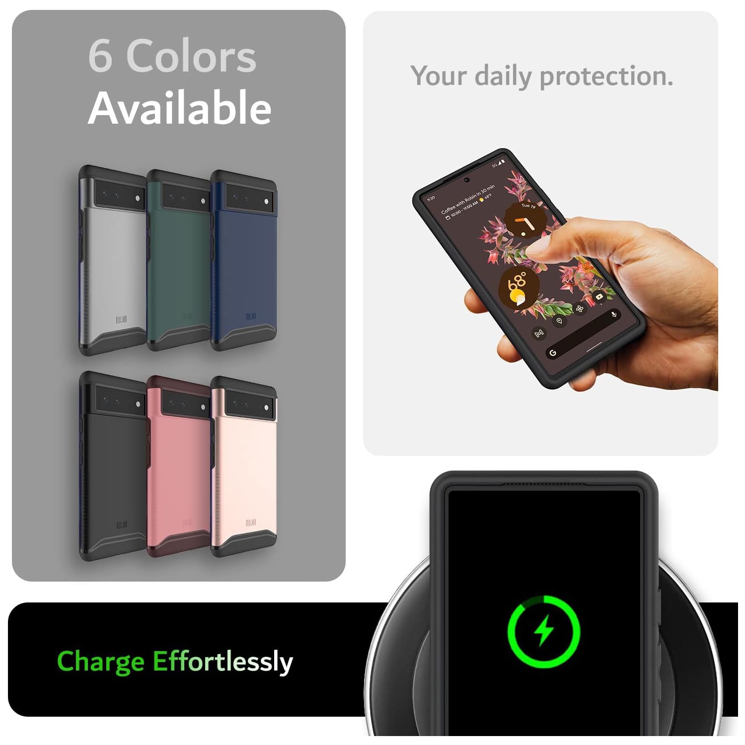 Étui double couche Merge de TUDIA pour Pixel 6 de Google - Ardoise métallique