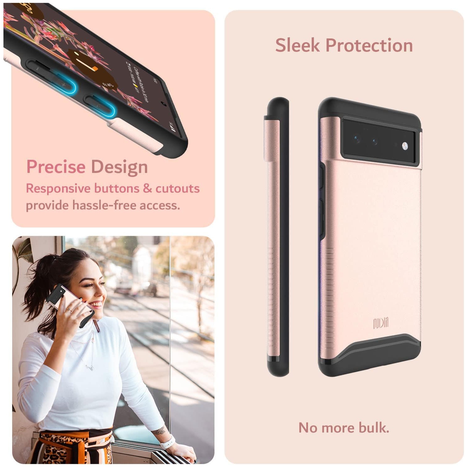 TUDIA Merge Google Pixel 6 Case Dual Layer - Rose Gold