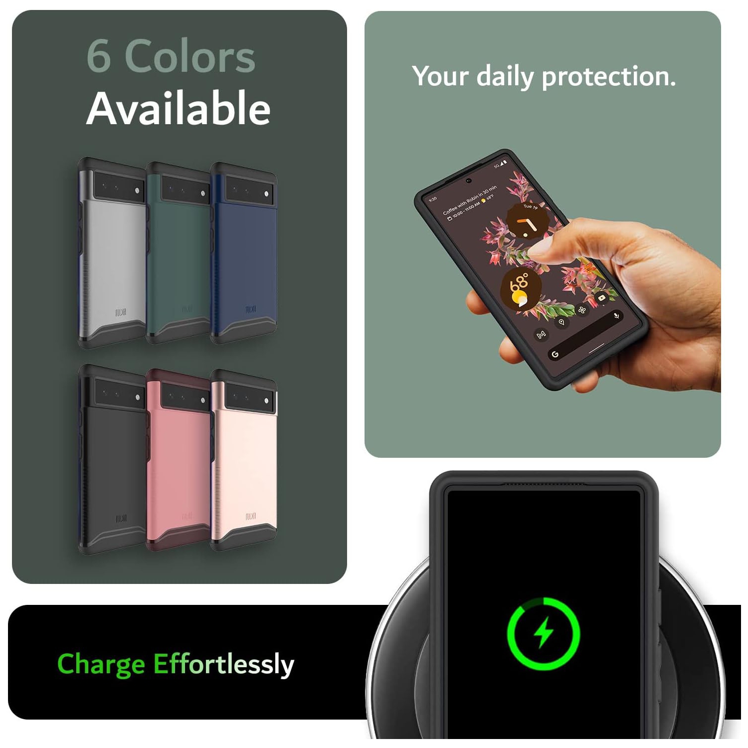 TUDIA Merge Google Pixel 6 Case Dual Layer - Hunter Green