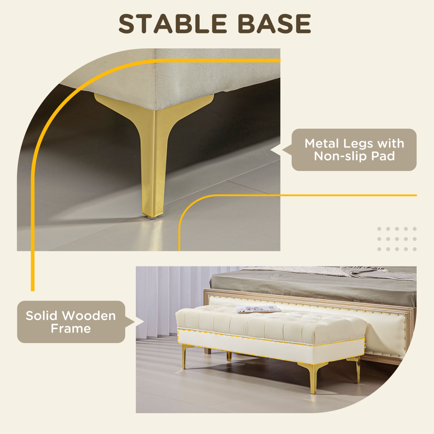 HOMCOM Velvet Upholstered Bench Seat, End of Bed Bench, Entryway Shoe Bench with Button Tufted and Metal Legs for Living Room, Bedroom, Dining Room,