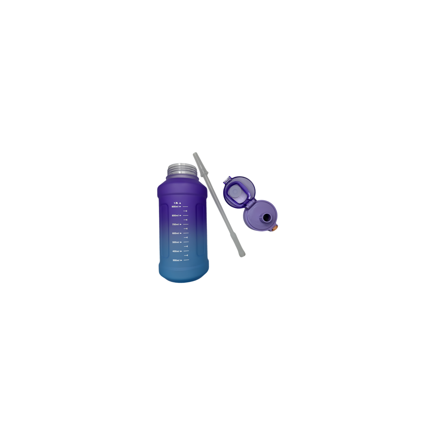 New life Water Bottle Outdoor Sports, With Scale Mark,With Straw,Leakproof Drinking Bottle, Plastic,1300ml Purple Blue