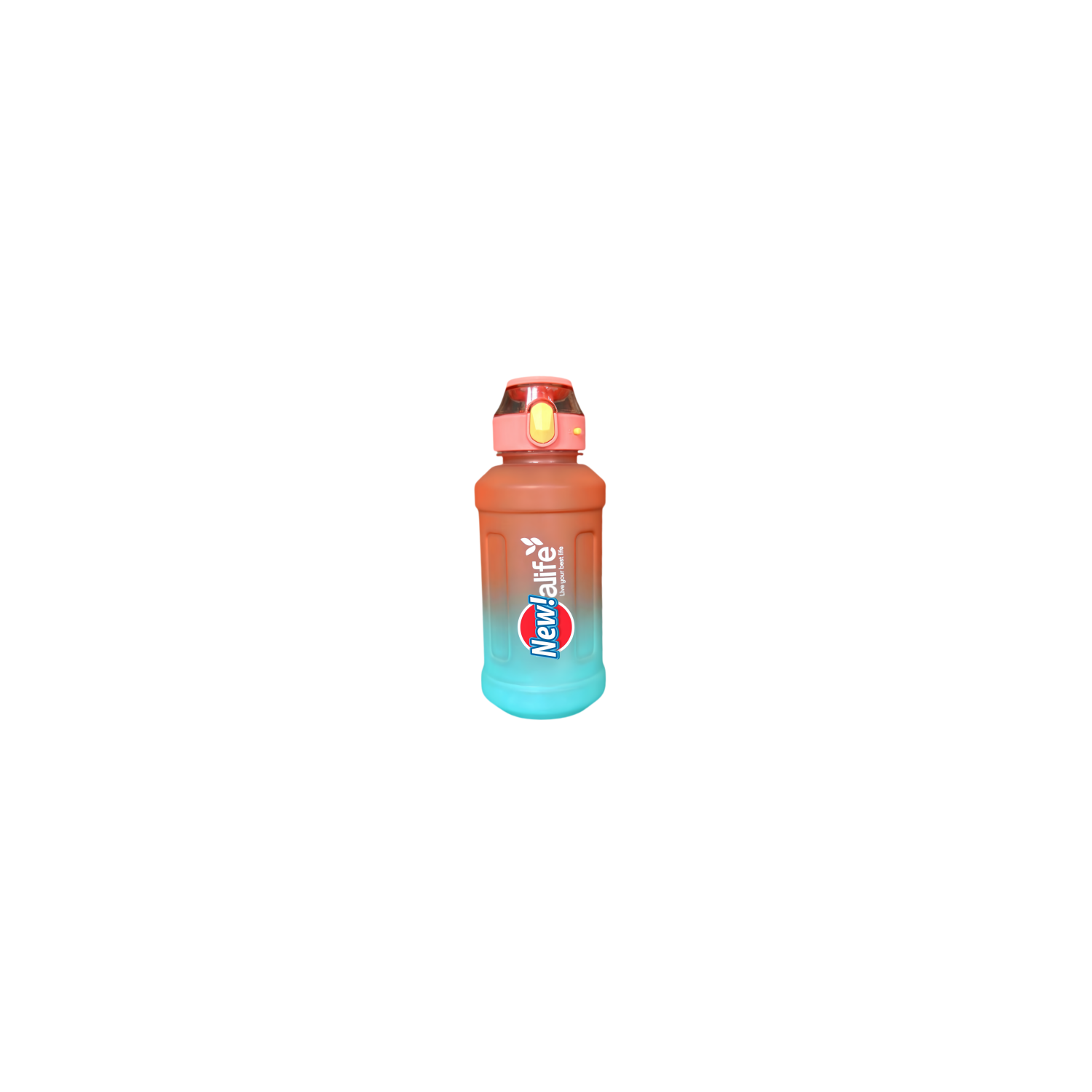 New life Water Bottle Outdoor Sports, With Scale Mark,With Straw,Leakproof Drinking Bottle, Plastic,1300ml Orange Green