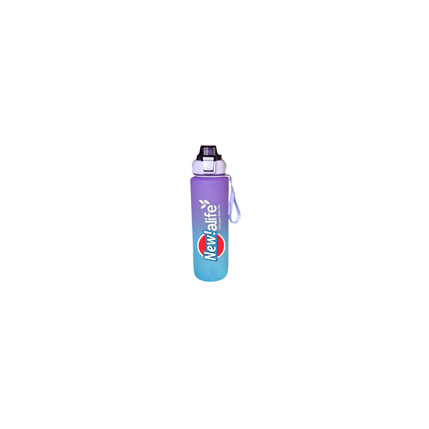 Nouvelle bouteille d'eau Life Sports d'extérieur, avec marque à l'échelle, avec paille, bouteille étanche, plastique, 1000&nbsp;ml violet bleu
