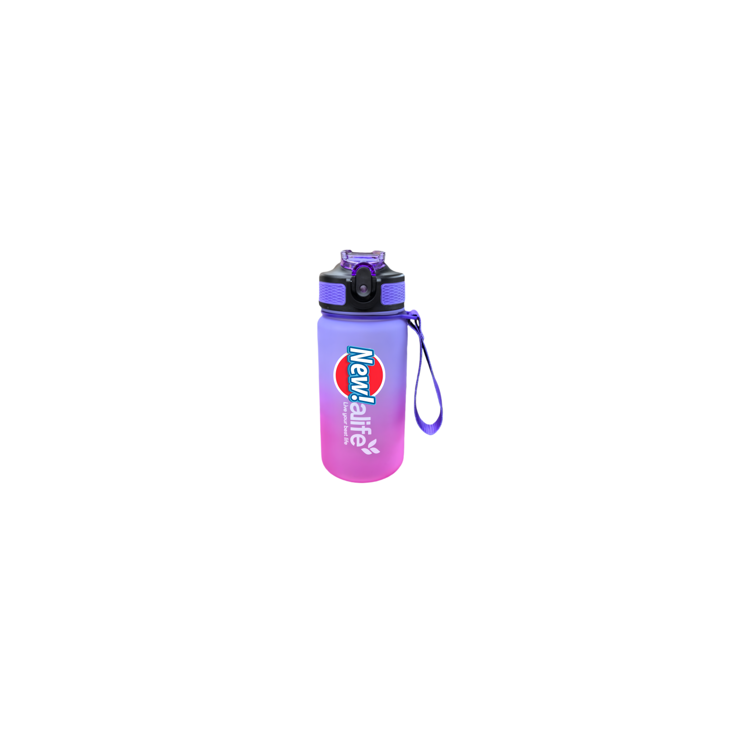 Nouvelle bouteille d'eau Life Sports d'extérieur, avec marque à l'échelle, avec paille, bouteille étanche, plastique, 600&nbsp;ml violet rose