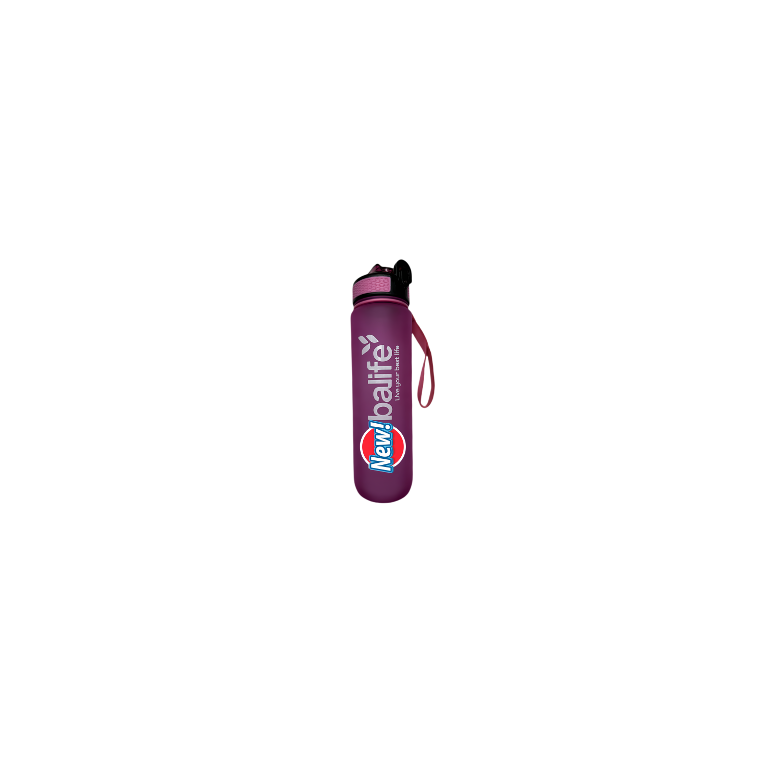 New life Water Bottle Outdoor Sports, With Scale Mark,With Straw,Leakproof Drinking Bottle, Plastic,900ml Pink