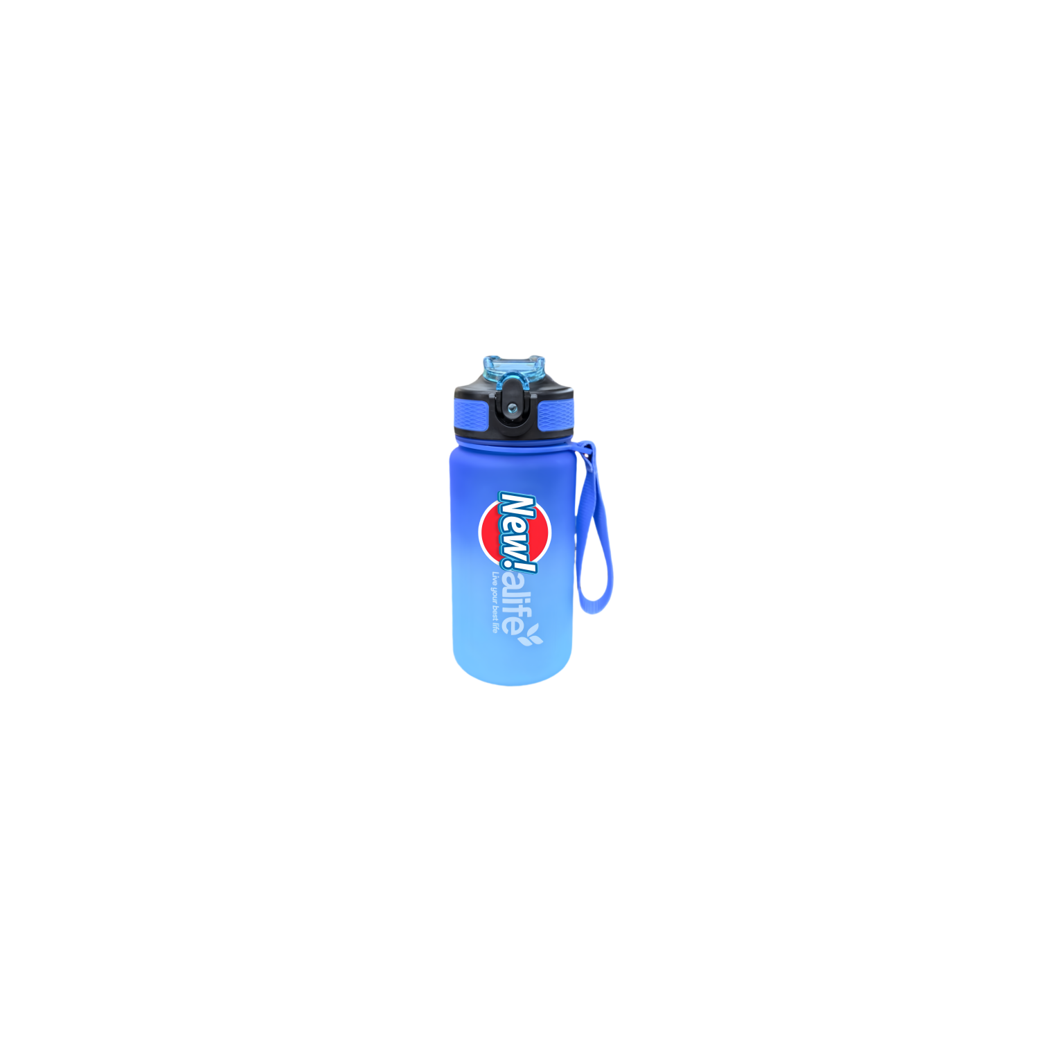 New life Water Bottle Outdoor Sports, With Scale Mark,With Straw,Leakproof Drinking Bottle, Plastic,600ml Blue Gradient