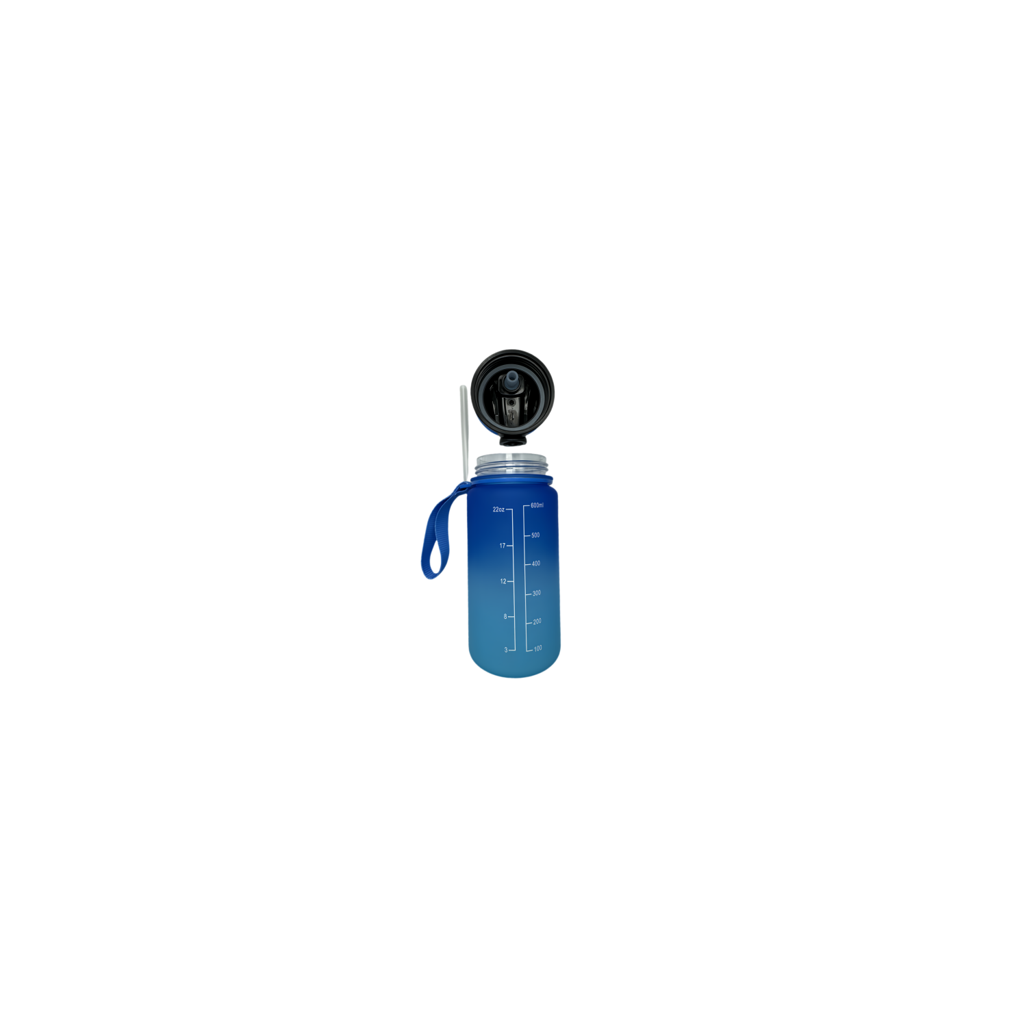 New life Water Bottle Outdoor Sports, With Scale Mark,With Straw,Leakproof Drinking Bottle, Plastic,600ml Blue Gradient