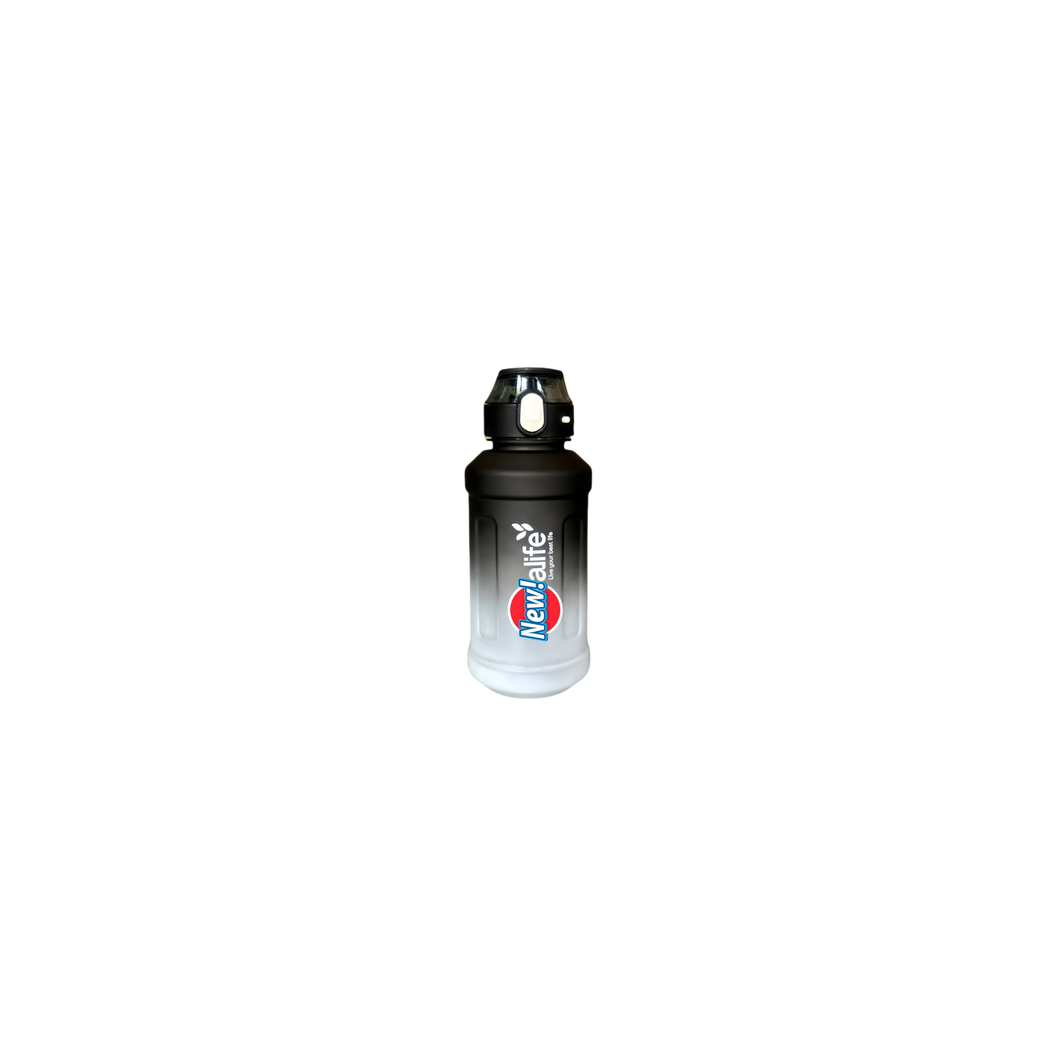 New life Water Bottle Outdoor Sports, With Scale Mark,With Straw,Leakproof Drinking Bottle, Plastic,1300ml Black White