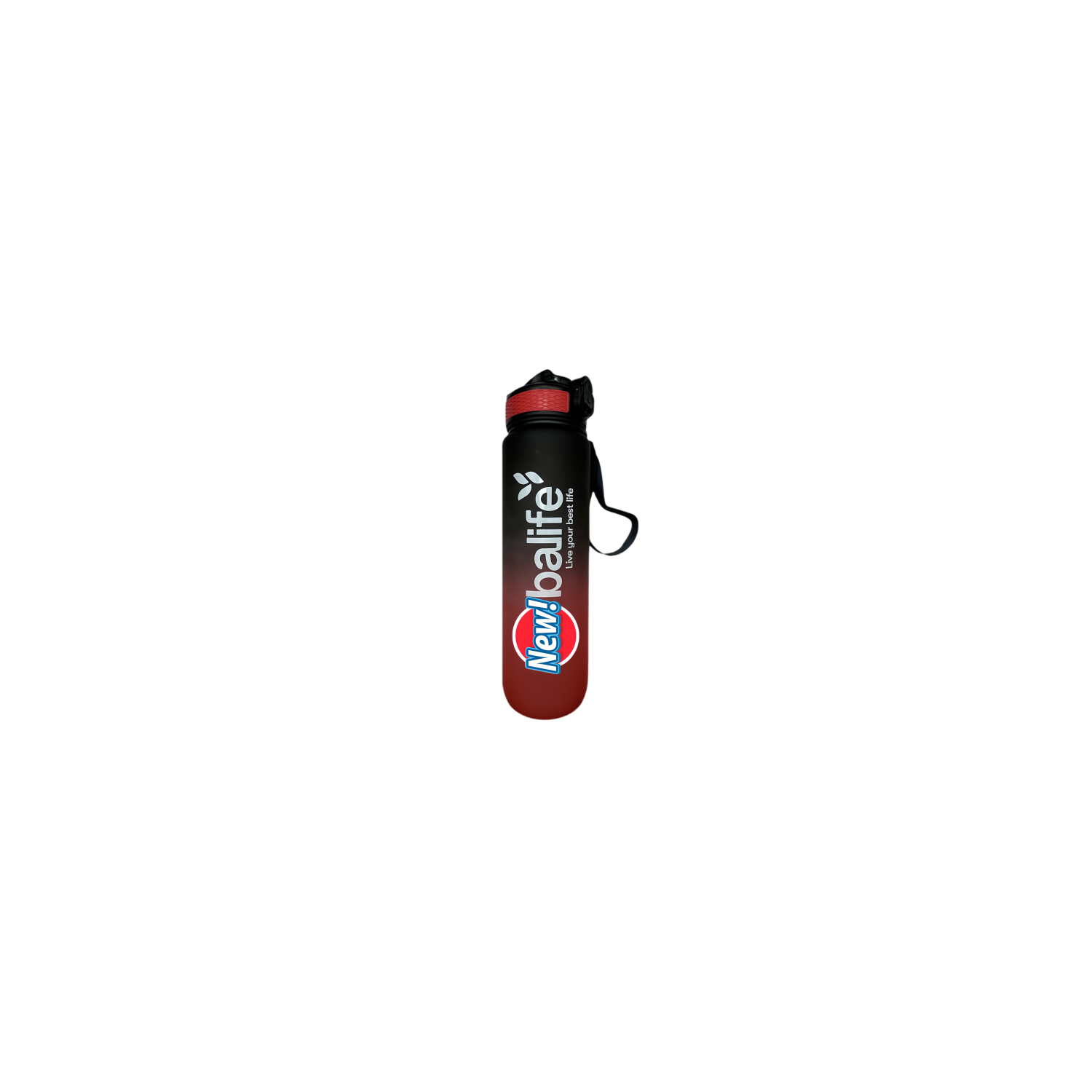 New life Water Bottle Outdoor Sports, With Scale Mark,With Straw,Leakproof Drinking Bottle, Plastic,900ml Black Red