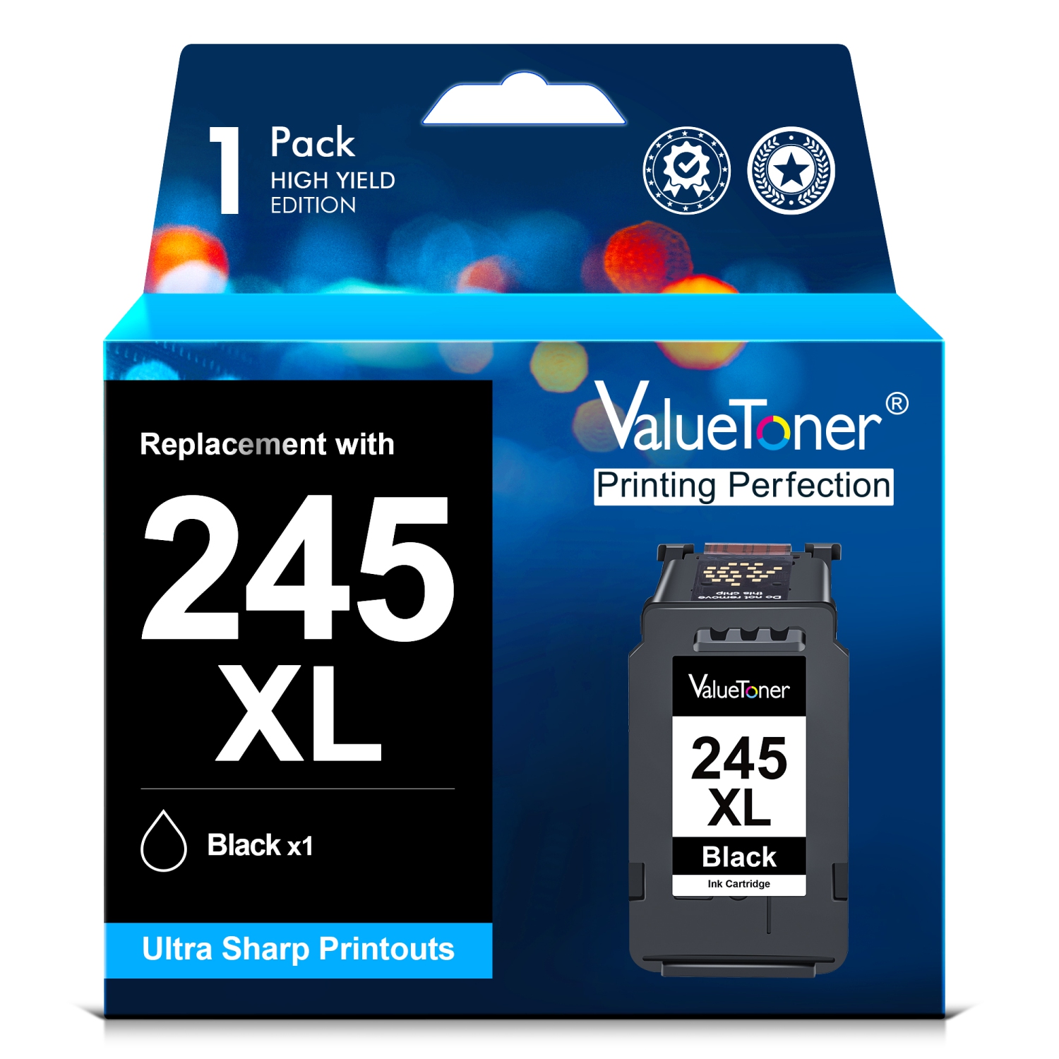 Valuetoner Refurbished (Excellent) Ink Cartridges Replacement for Canon 245XL 245 PG-245XL PG-243 243 for Pixma TR4520 TR4527 MX492 MX490 TS302 TS3320 (1 Black)