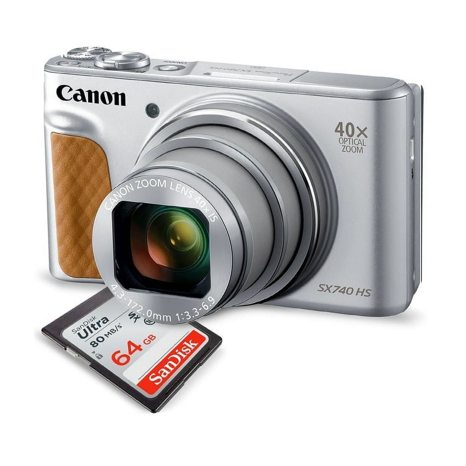 未使用品、Canon PowerShot SX740 HS Canon PowerShot SX740 HS Digital Camera (Silver) with 64GB Card