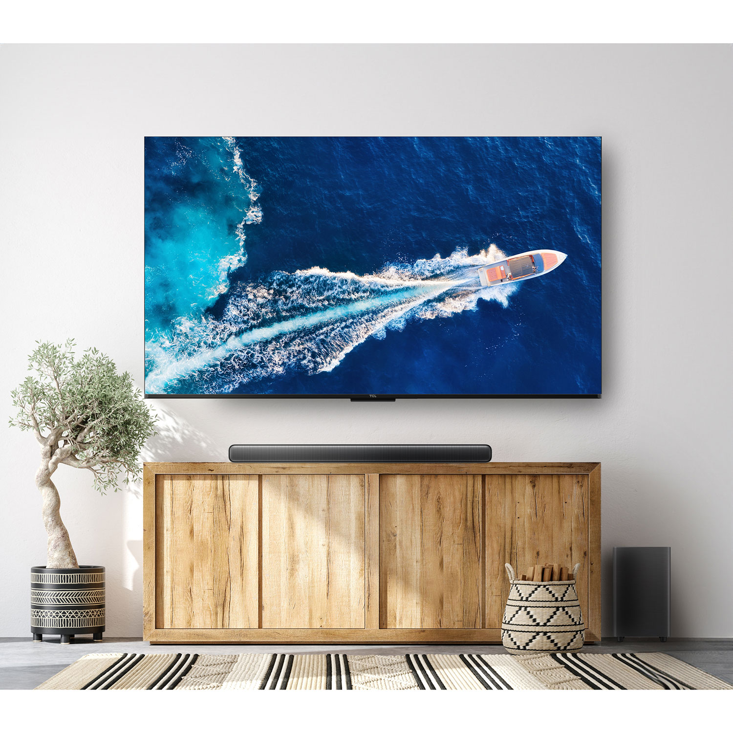 Barre de son 2.1 canaux Dolby Atmos de 220 W S55H de TCL avec haut-parleur d'extrêmes graves sans fil