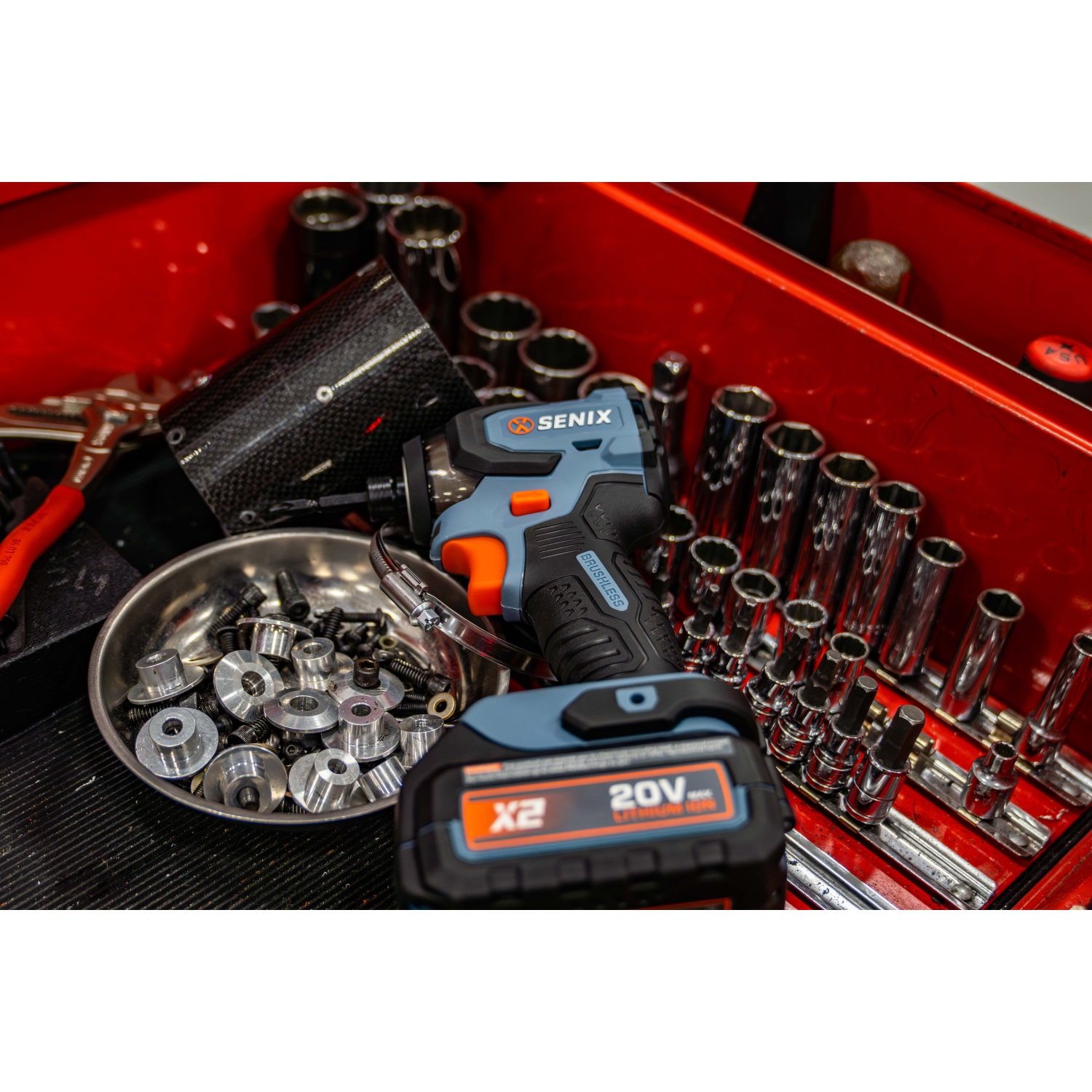 SENIX X2 20V Max* Cordless Power Tool Set — 1/2-Inch Cordless Hammer Drill/Driver, 1/4-Inch Cordless Impact Driver Drill, 2.0 Ah Batteries and