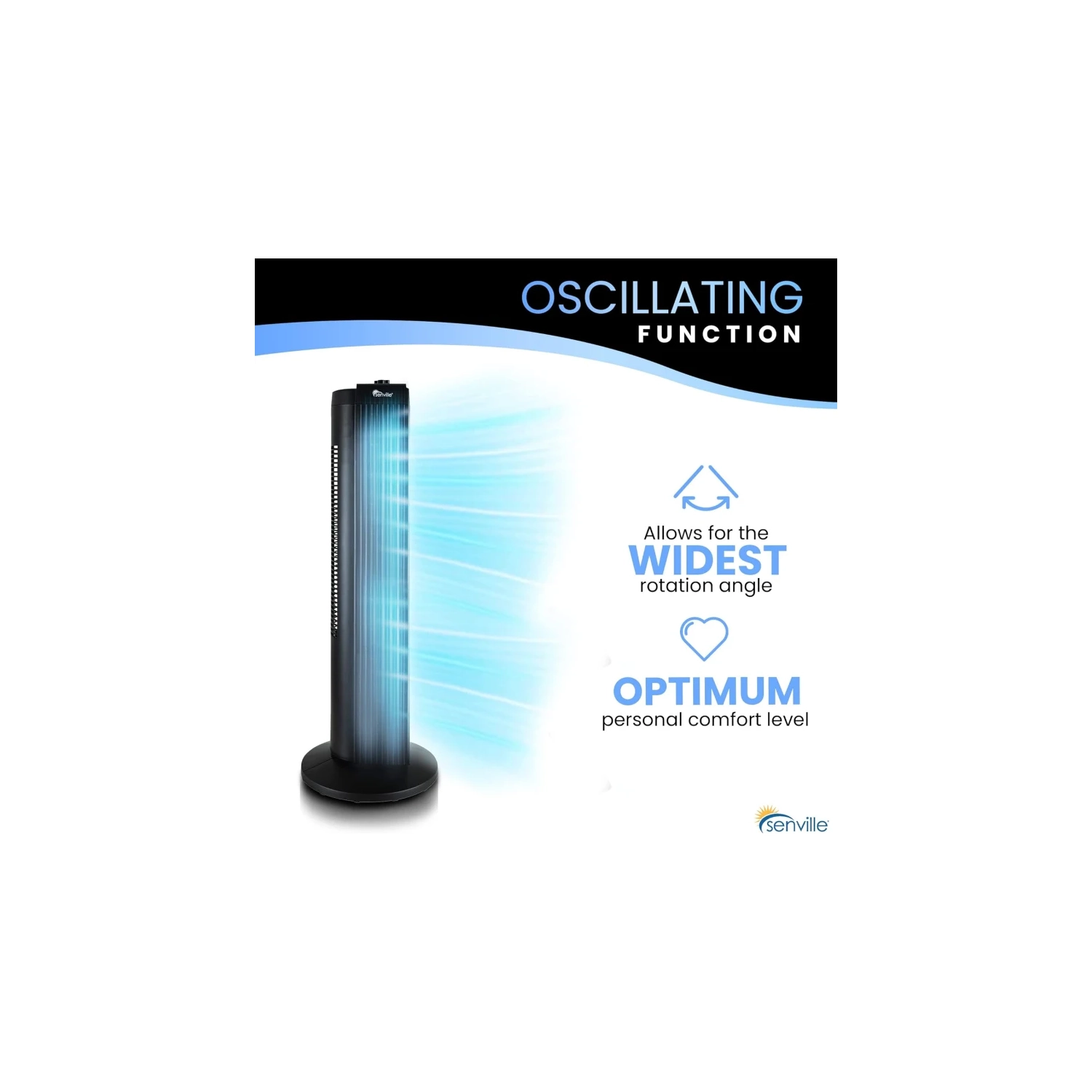 Ventilateur sur pied de 27 po pour chambre à coucher et maison - oscillation à 60°, 3 vitesses, conception compacte, SENFZ10-19&nbsp;M