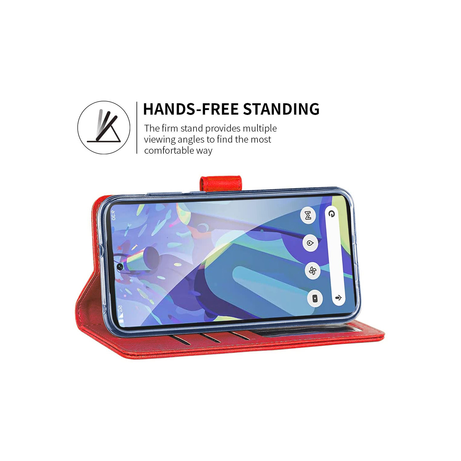 XCRS – Étui pour Pixel 8&nbsp;A 2024 en cuir de polyuréthane avec fente pour carte de Google, cordon