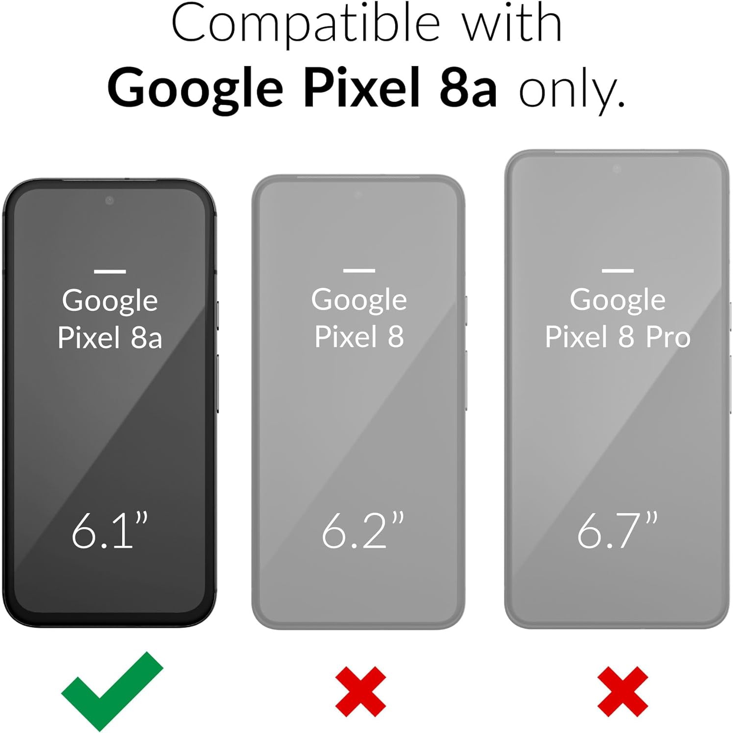 XCRS – Étui pour Pixel 8&nbsp;A 2024 en cuir de polyuréthane avec fente pour carte de Google, cordon