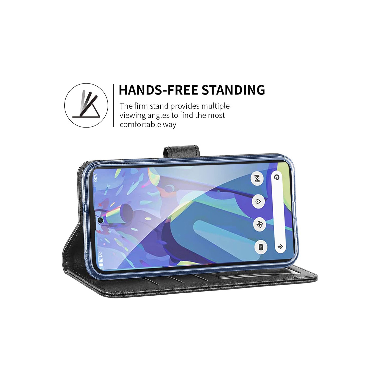 XCRS – Étui pour Pixel 8&nbsp;A 2024 en cuir de polyuréthane avec fente pour carte de Google, cordon