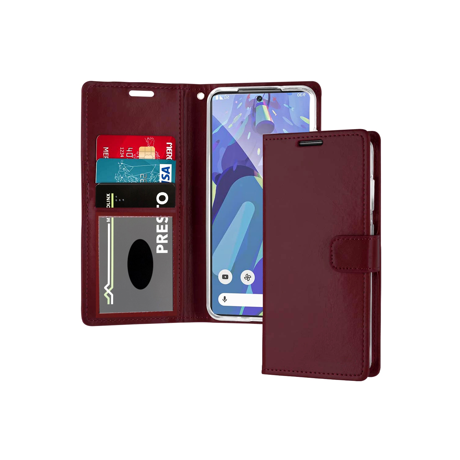 XCRS Google Pixel 8A 2024 Case PU Leather Flip Pouch Wallet with Card Slot, Lanyard