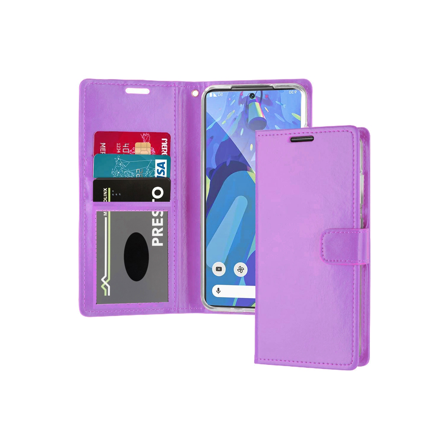 XCRS – Étui pour Pixel 8&nbsp;A 2024 en cuir de polyuréthane avec fente pour carte de Google, cordon