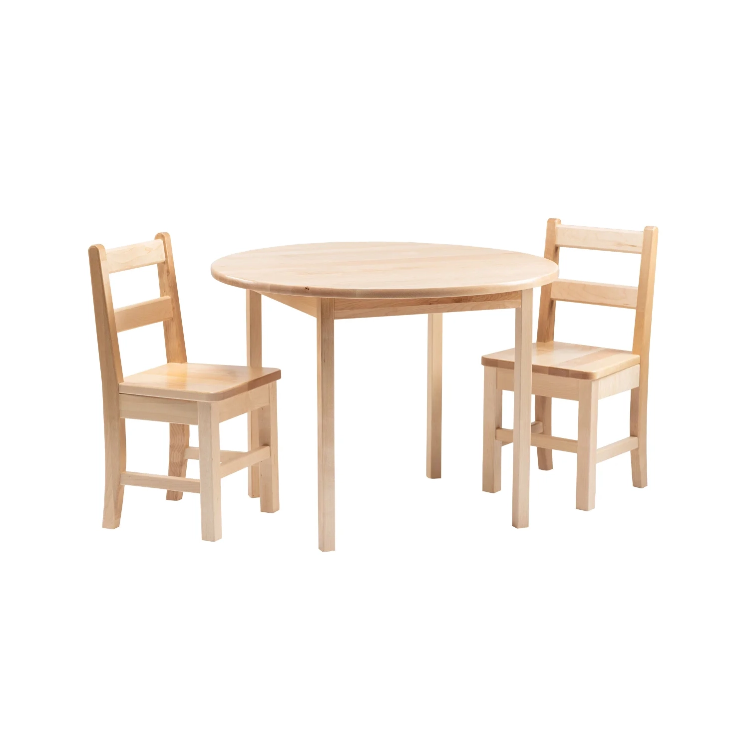 Table ronde en bois massif de Poitras avec 2 chaises