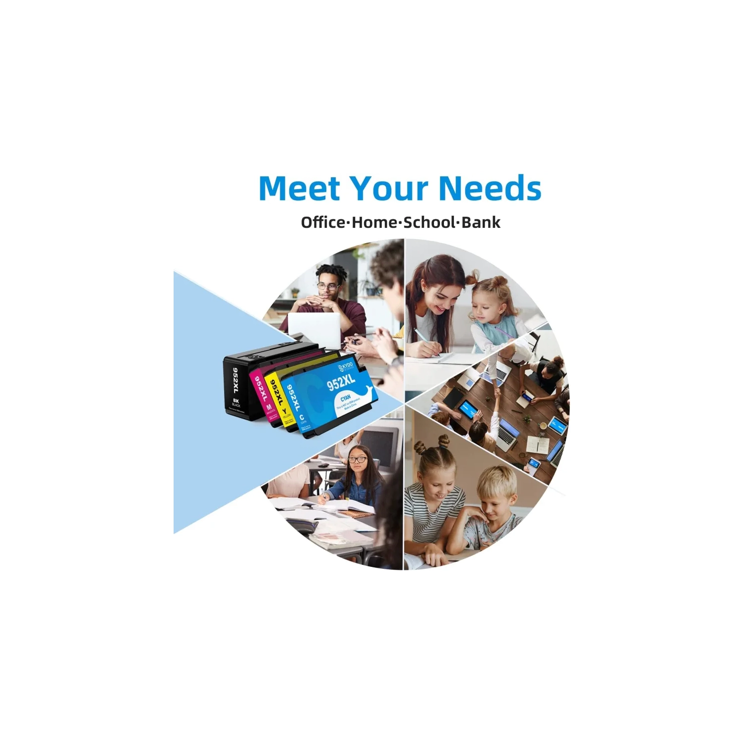 Remplacement de cartouche d'encre 952XL de haute qualité : Compatible avec les cartouches d'encre noire, cyan, magenta et jaune 952 XL de HP