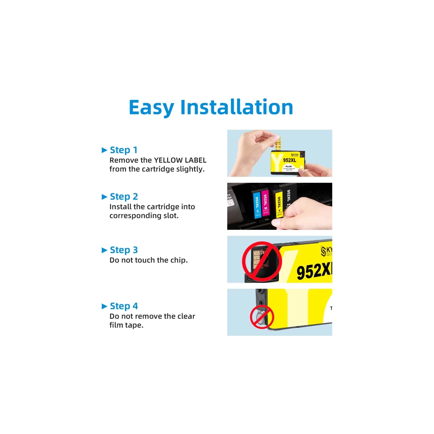 Remplacement de cartouche d'encre 952XL de haute qualité : Compatible avec les cartouches d'encre noire, cyan, magenta et jaune 952 XL de HP