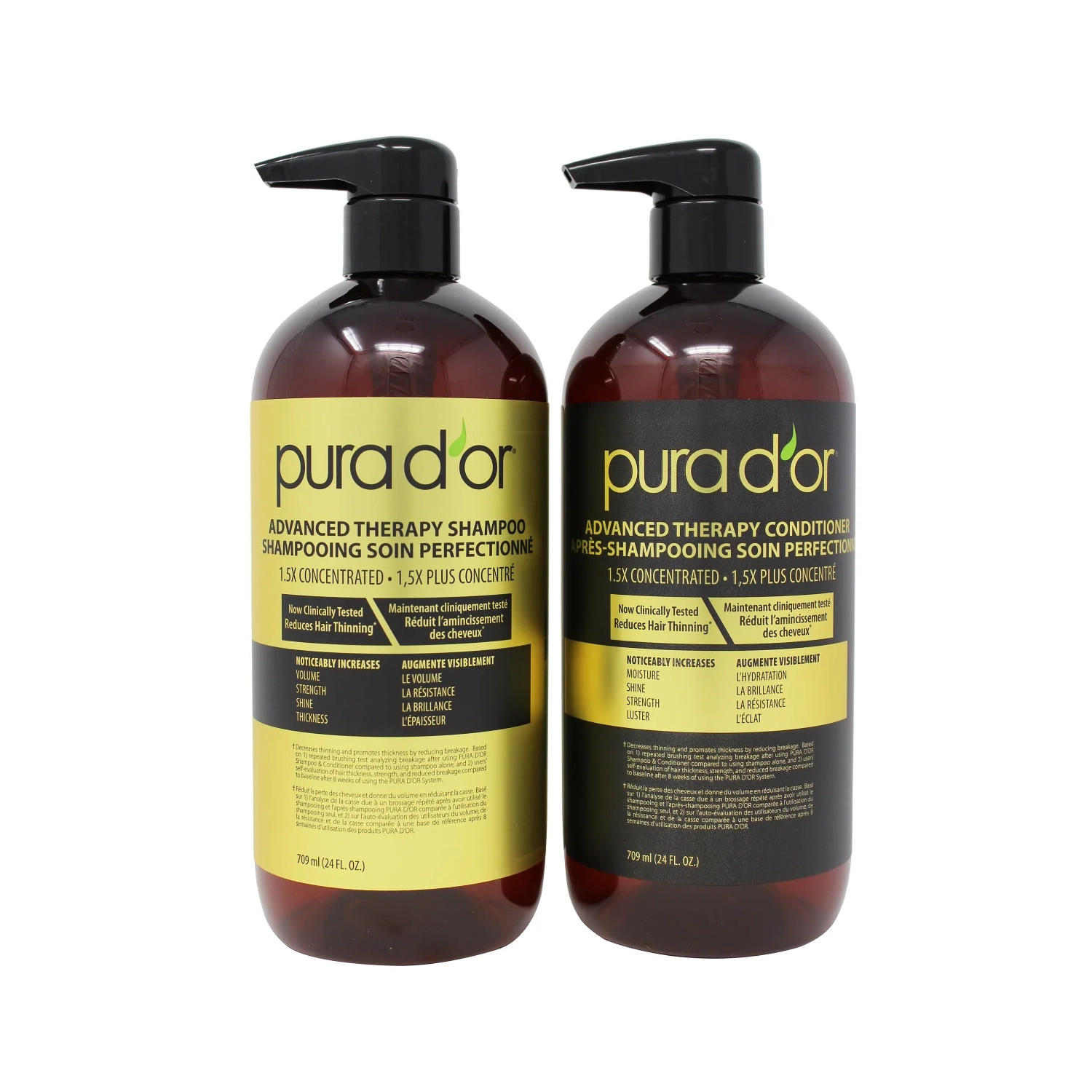 Pura D'Or Advanced Therapy Shampoo and Conditioner, 2 x 709 mL