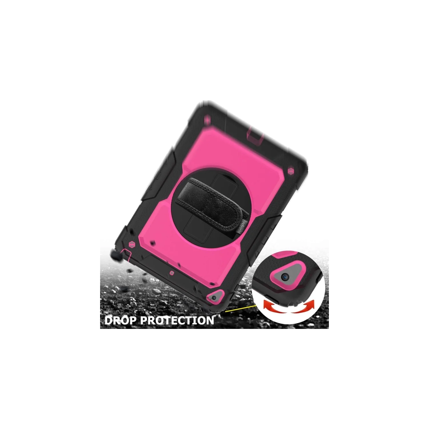 iPad – Étui pour enfants 6th/5th génération avec porte-crayon et protecteur d’écran – Étui rigide antichoc robuste avec support et bandoulière, pour