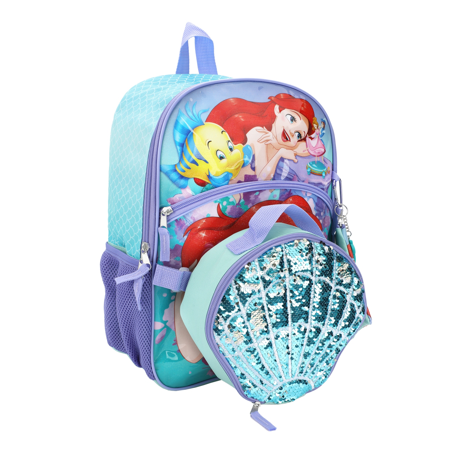 Disney Princess The Little Mermaid Kids 16" Backpack and Lunch Bag 5 Piece Set