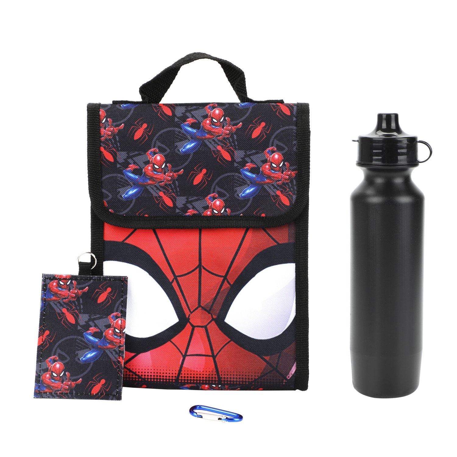 Spider-Man Miles Morales and Peter Parker Collage Kids 16" Backpack and Lunch Bag 5 Piece Set