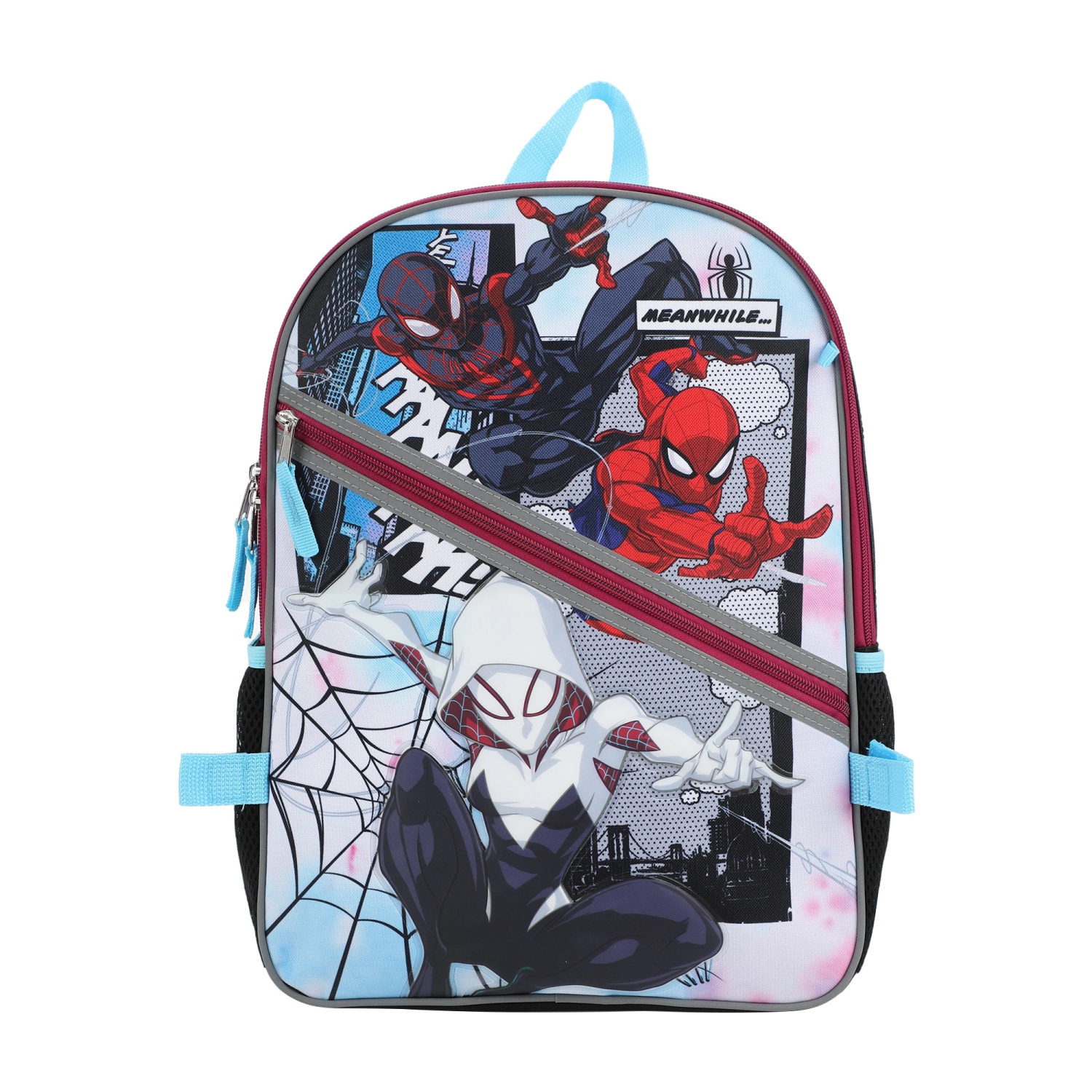 Spider-Man Ghost-Spider Miles and Peter Kids 16" Backpack and Lunch Bag 5 Piece Set