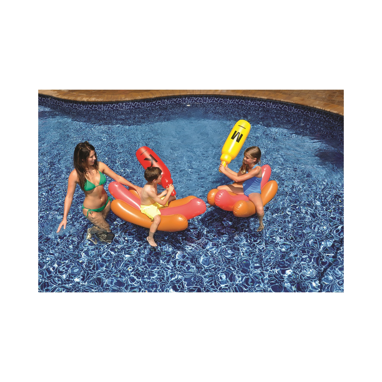 Ensemble de 2 figurines gonflables Hot Dog Ride On Swimming Pool Battle avec jeu Boppers - 56 po