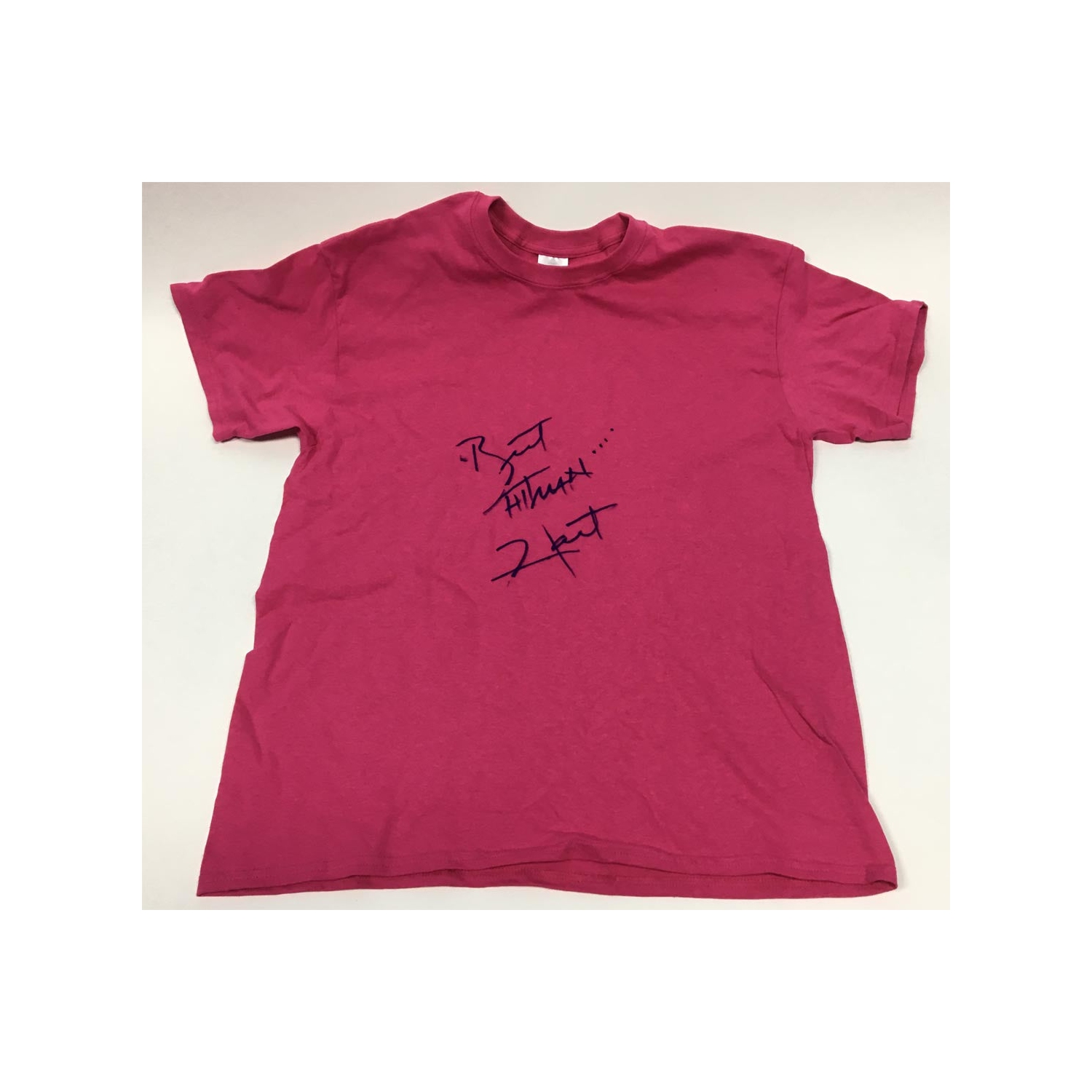 Bret Hitman – Costume de t-shirt Wrestling rose autographié Hart