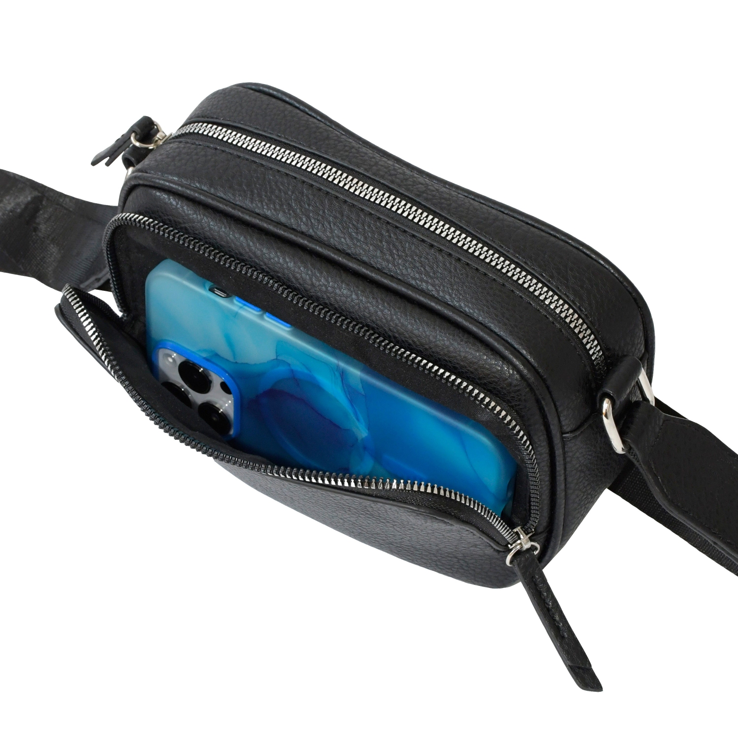 Sac à bandoulière pour femmes avec pochette avant à fermeture à glissière