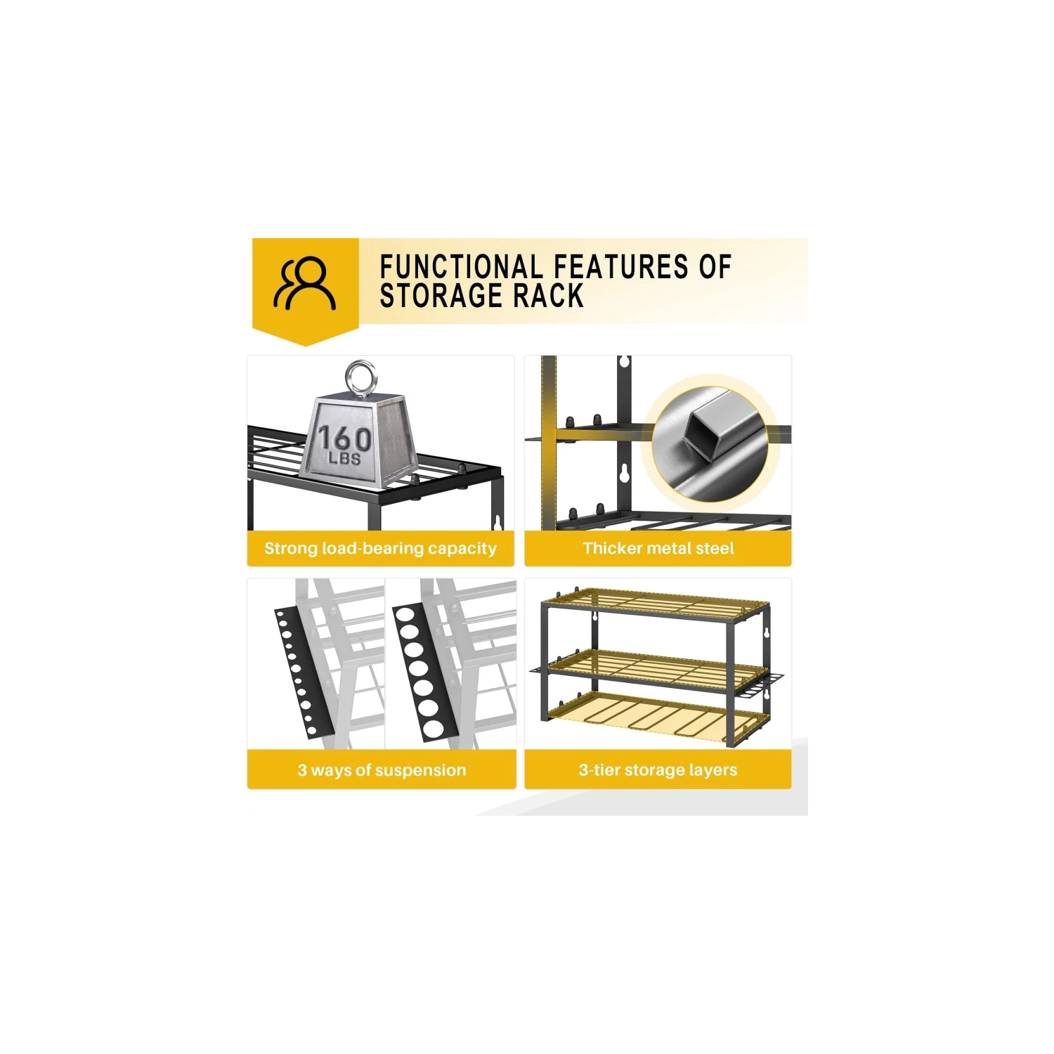 Power Tool Organizer & Drill Holder | Heavy Duty 3-Layer Tool Rack | Wall Mounted Storage for 4 Drills