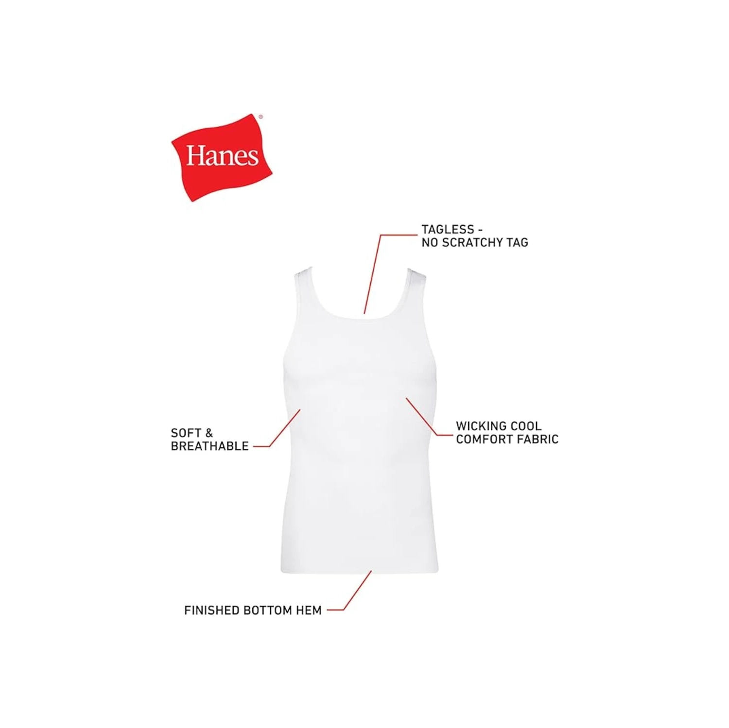 Chemises en coton côtelé Hanes pour hommes | Paquet de 6 | grande taille