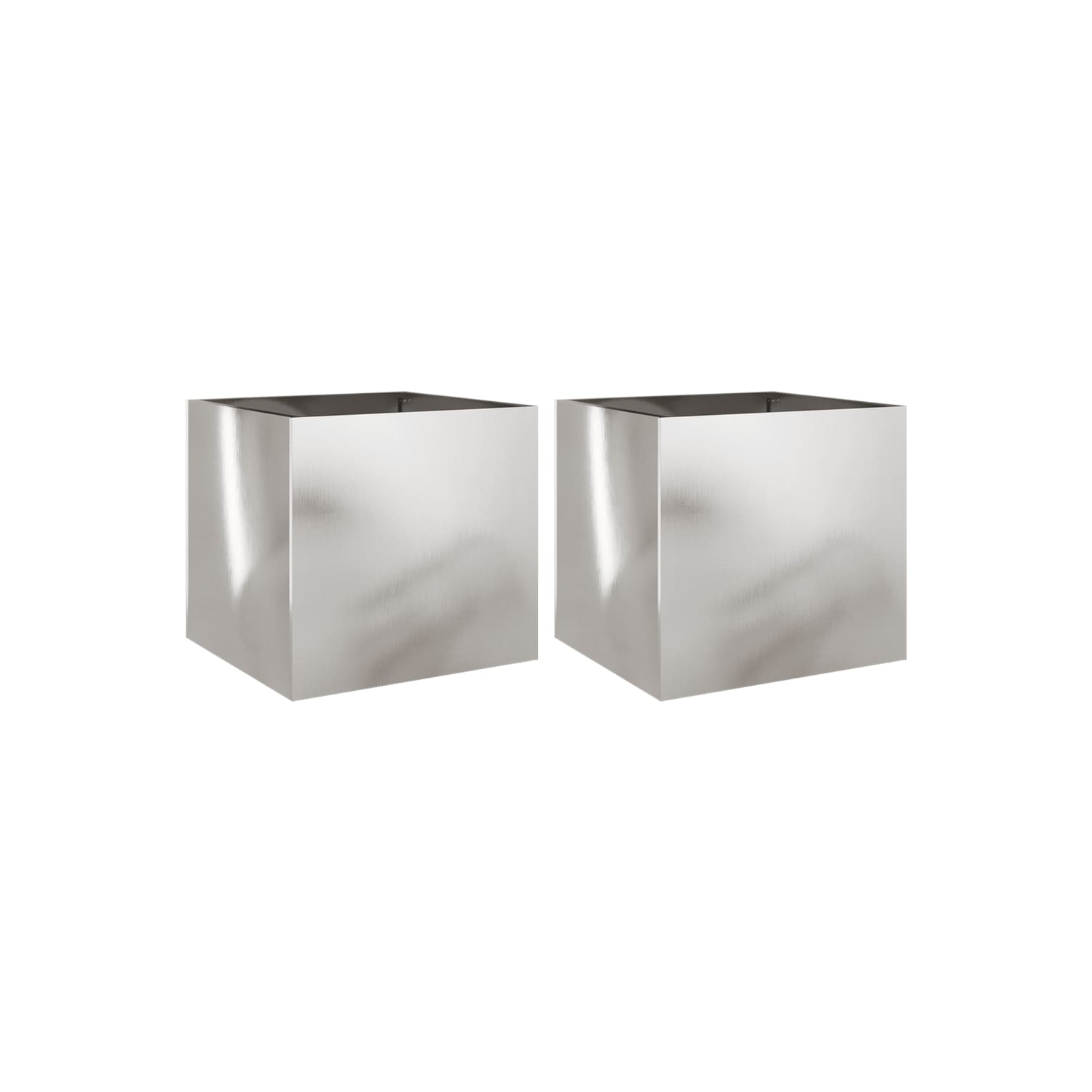 vidaXL Planters 2 pcs Silver 42x40x39 cm Stainless Steel