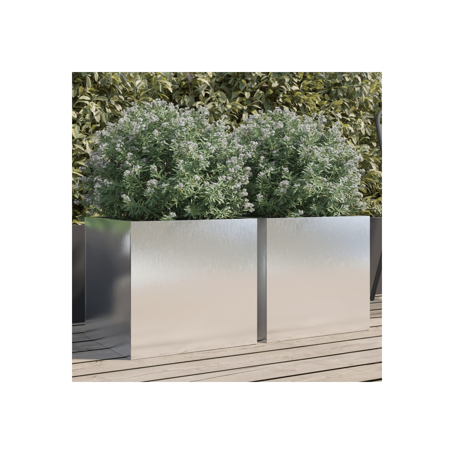 vidaXL Planters 2 pcs Silver 42x40x39 cm Stainless Steel