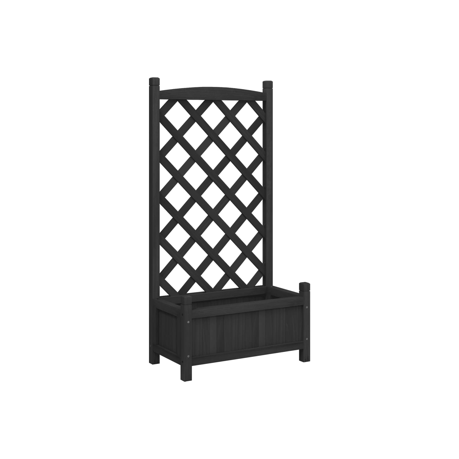 vidaXL Planter with Trellis Black Solid Wood Fir