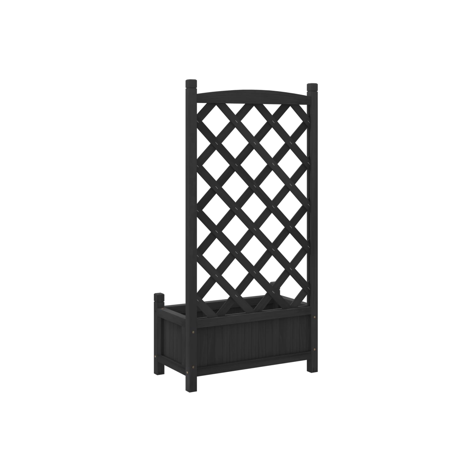 vidaXL Planter with Trellis Black Solid Wood Fir