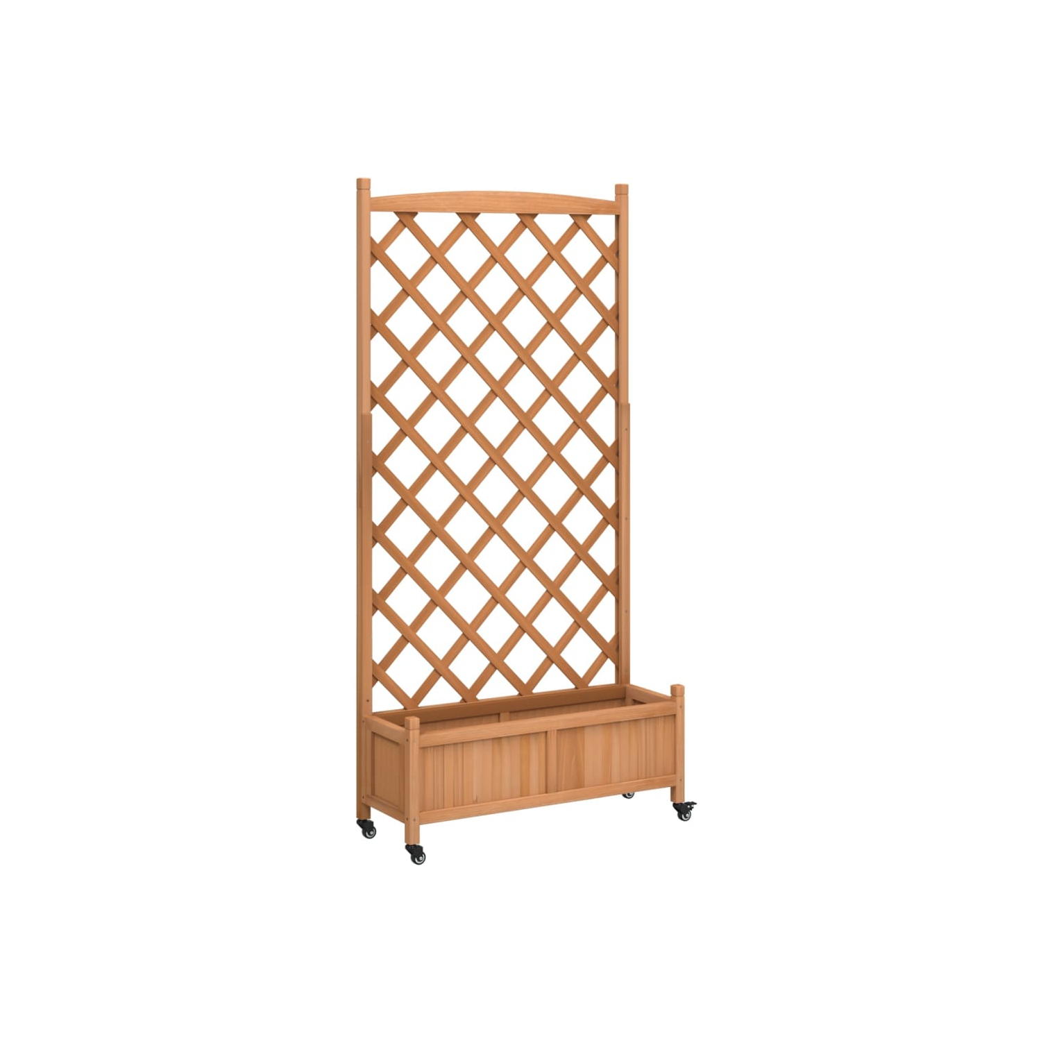 vidaXL Planter with Trellis and Wheels Brown Solid Wood Fir