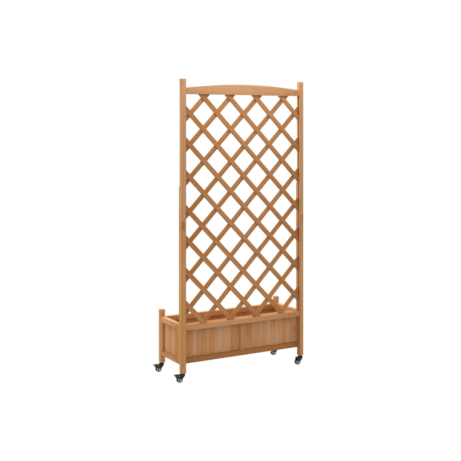 vidaXL Planter with Trellis and Wheels Brown Solid Wood Fir