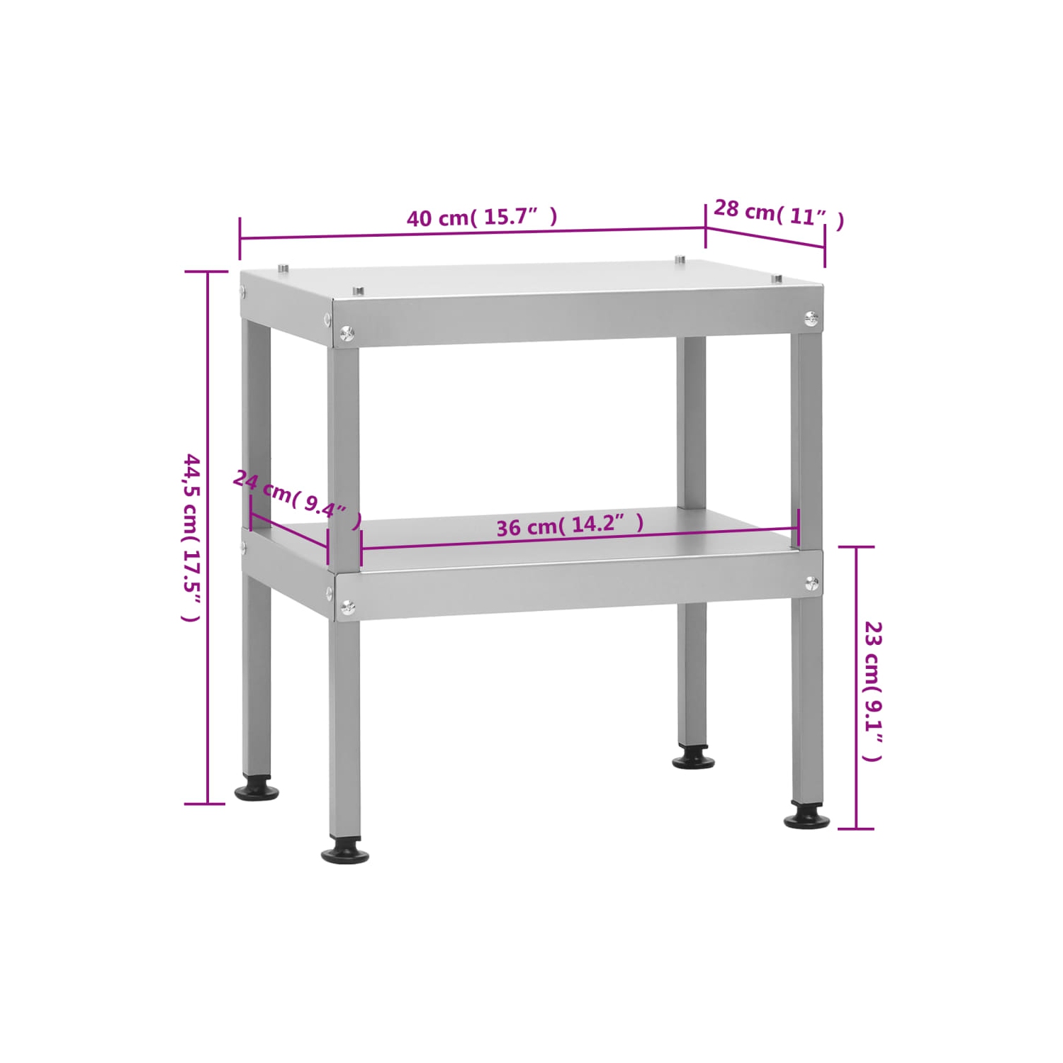 vidaXL Table for Oven Smoker 40x28x44.5 cm Galvanised steel